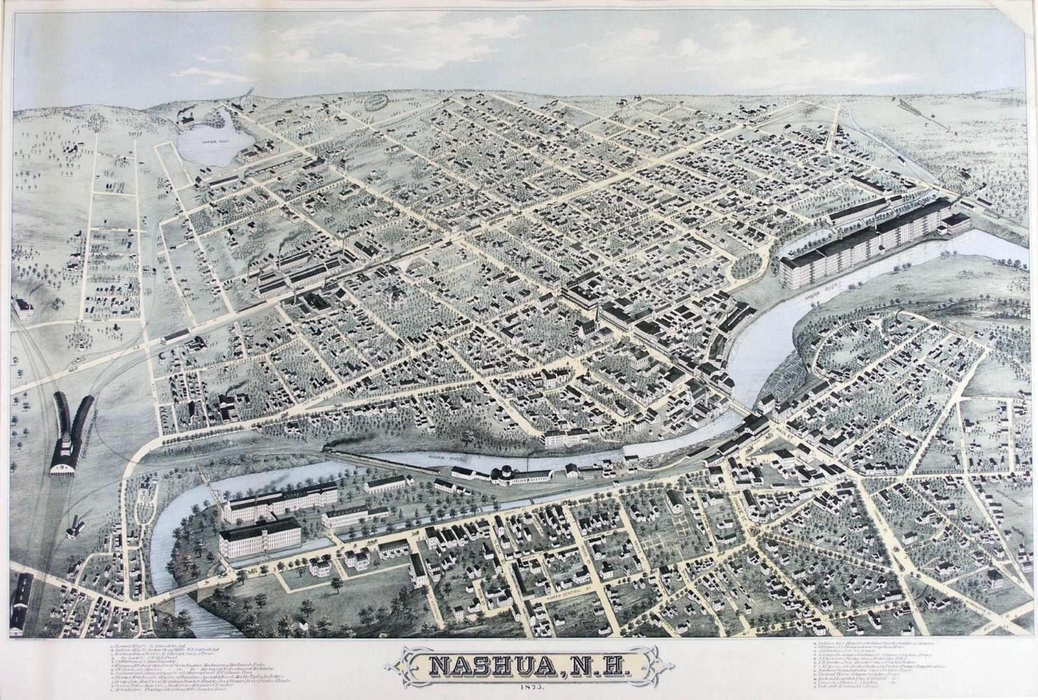 New Hampshire Historical Society - Lithograph - Nashua, N.H., image size:2048x1380