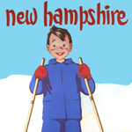 Detail from New Hampshire ski poster featuring Chippa Granite. New Hampshire Historical Society Collection. New Hampshire Historical Society Collection.