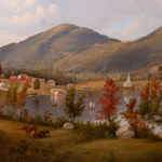 Detail of painting of Center Harbor, NH, by Samuel L. Gerry.